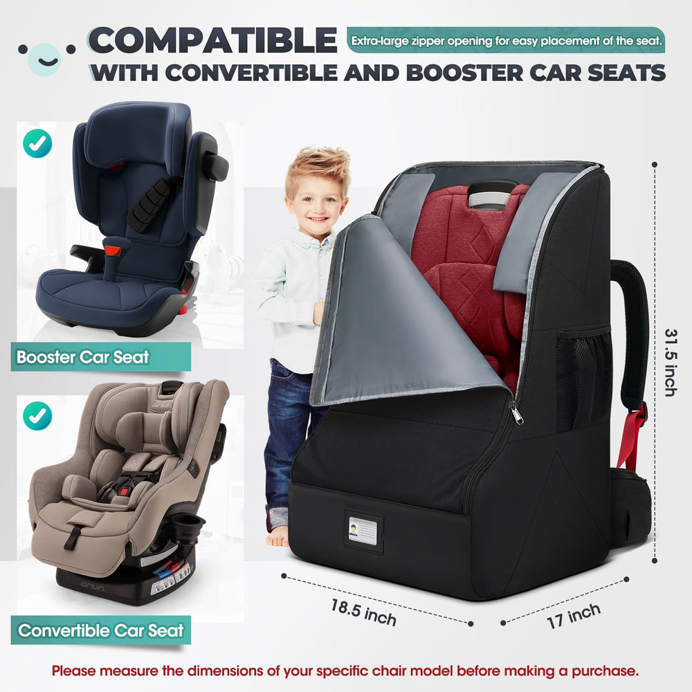 RAINSMORE car seat travel bag interior padding shows secure fit.