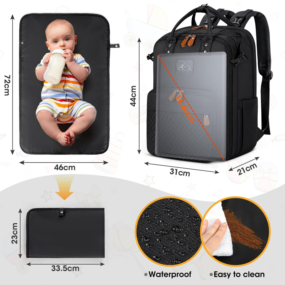 RAINSMORE diaper bag bottle insulation pockets keep bottles at safe temperatures during outings