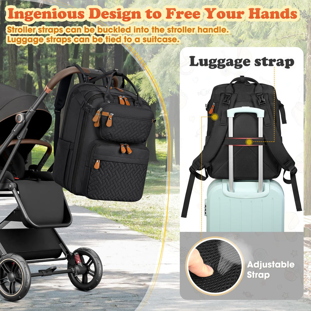 RAINSMORE diaper bag changing pad 72x46 cm demonstrates easy-clean on-the-go changes