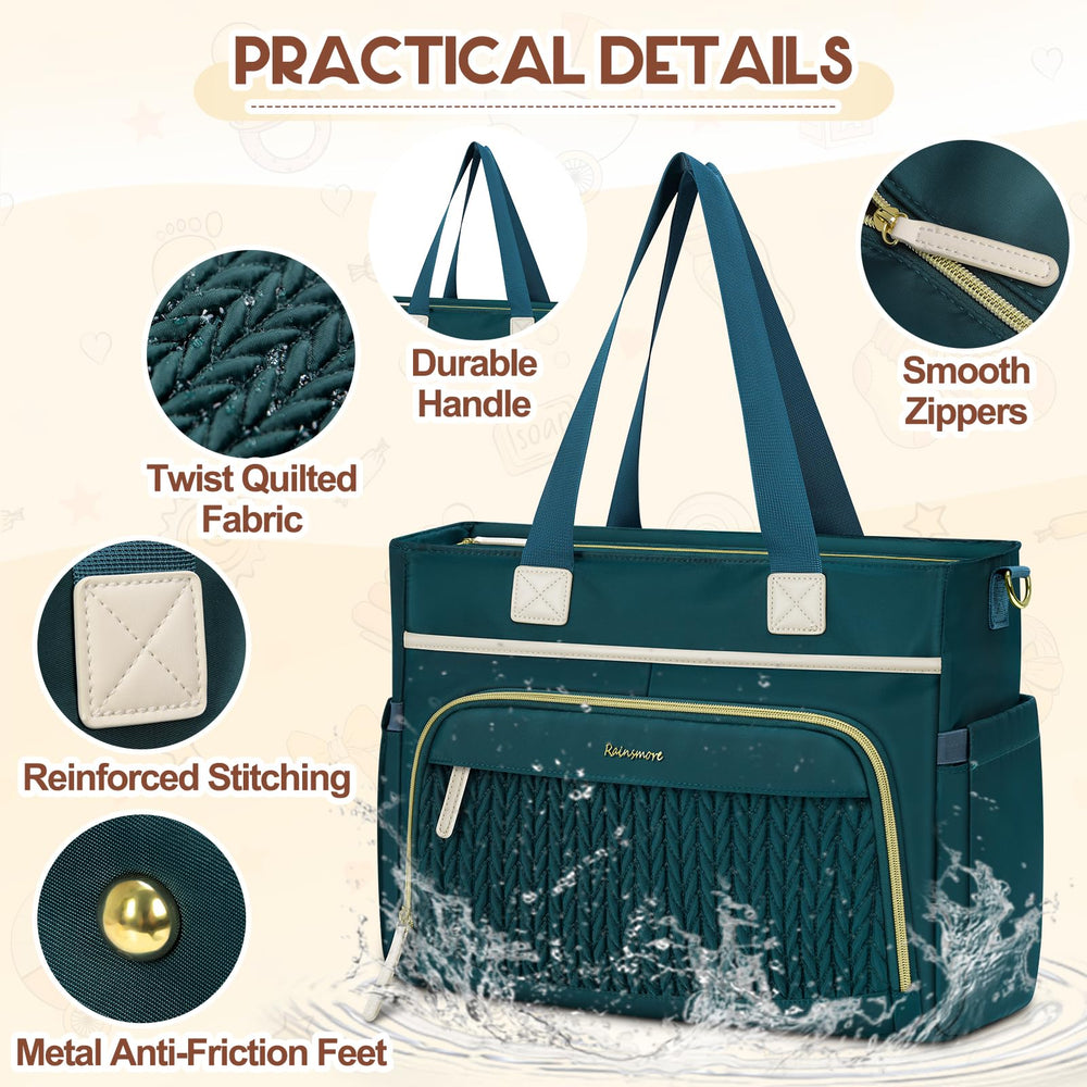RAINSMORE diaper bag tote changing pad for comfortable on-the-go changes.
