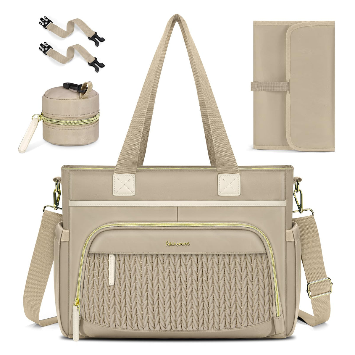 Rainsmore diaper bag tote spacious-organization enables easy grab-and-go for parents.