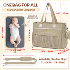Rainsmore diaper bag tote waterproof-pocket demonstrates wet item separation for mess-free outings.