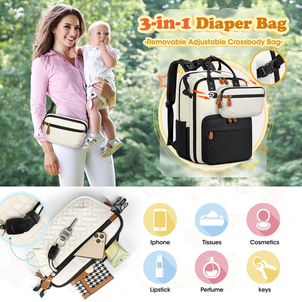 RAINSMORE diaper bag waterproof fabric with reinforced stitching for durable everyday use.