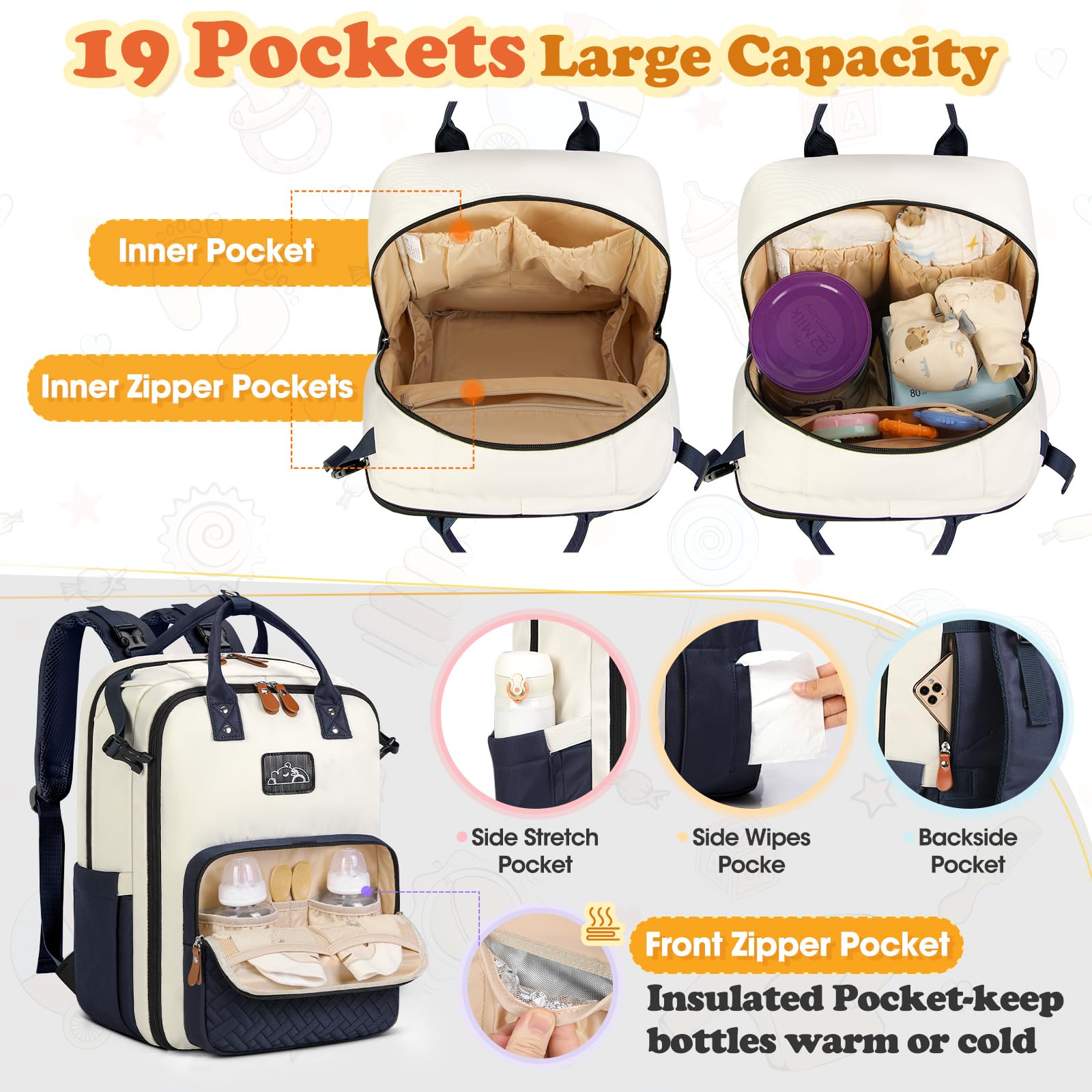 RAINSMORE diaper bag waterproof-fabric protects gear during rain showers and spills.