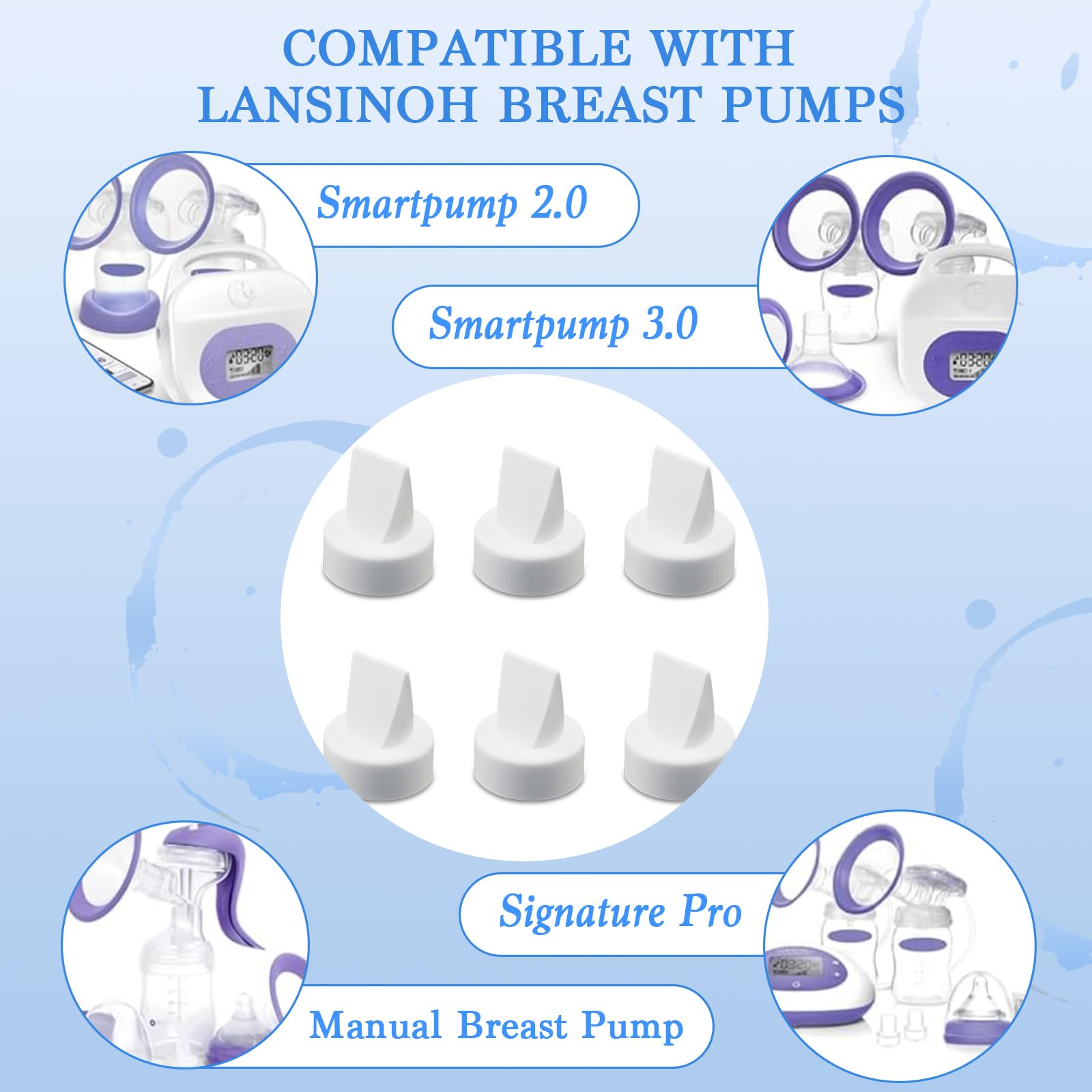 RAKDSYMC lansinoh-compatible valves close-up highlighting precise fit for consistent suction.