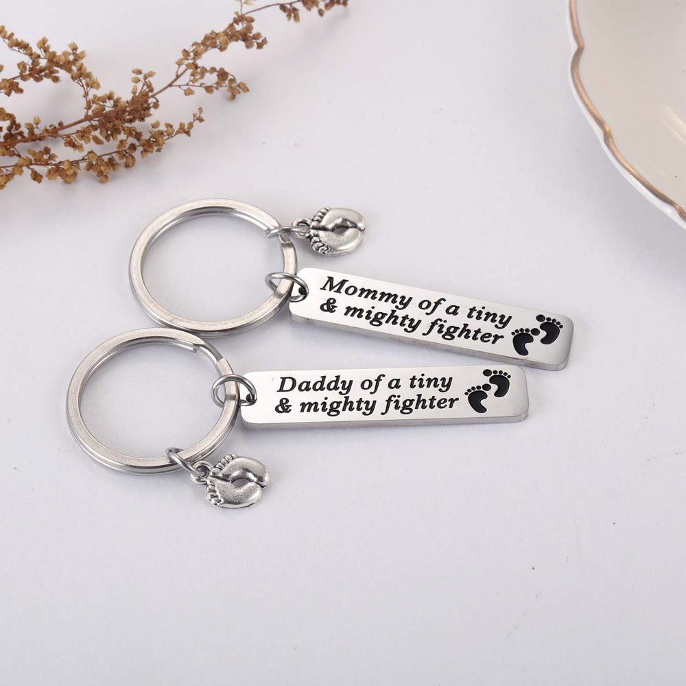 Ralukiia tiny mighty fighter keychain pair for NICU parents