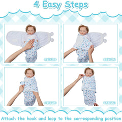 Ramede adjustable swaddle demonstrates 6-13 lbs fit for growing infants.