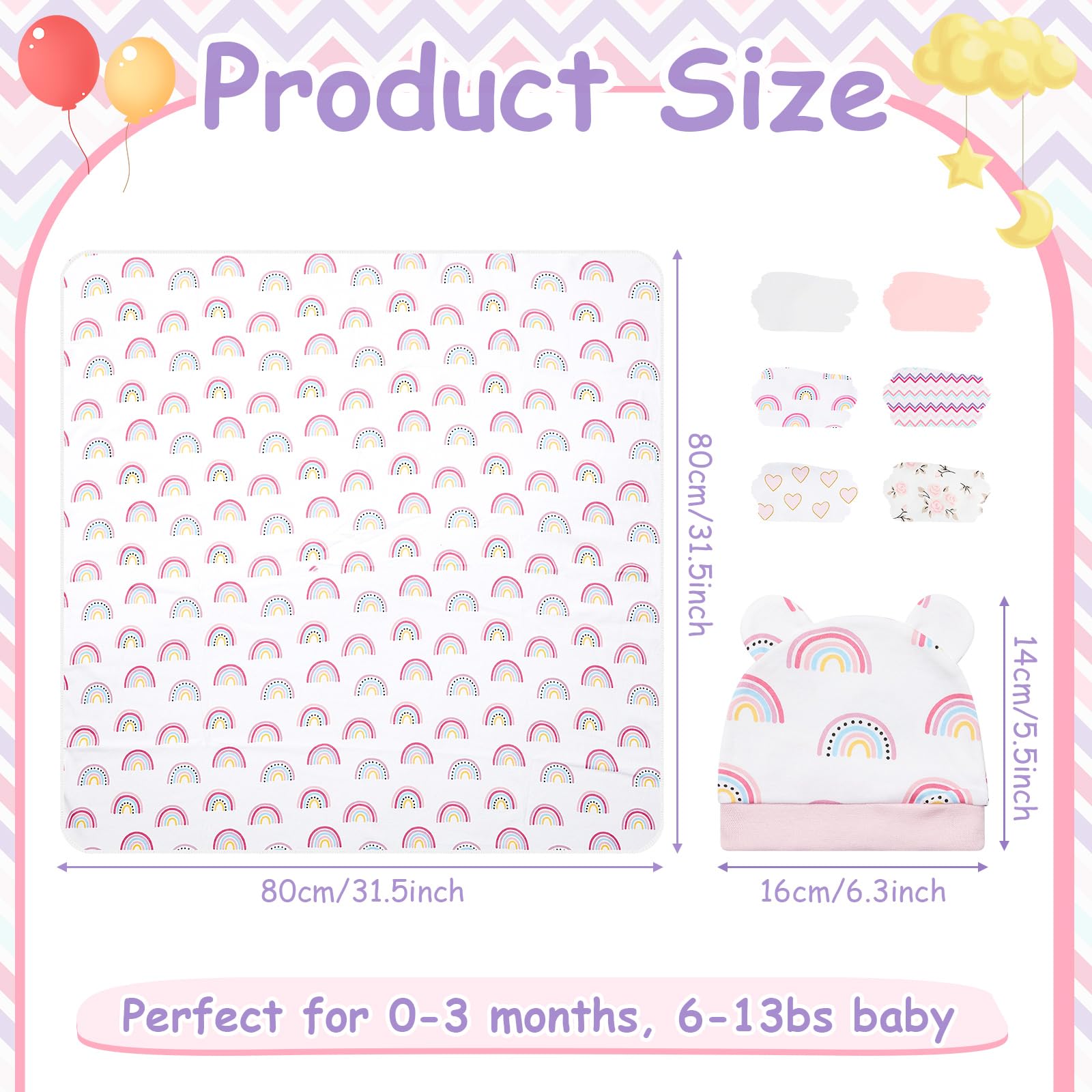 Ramede baby hat rainbow pattern keeps little head warm and comfy.