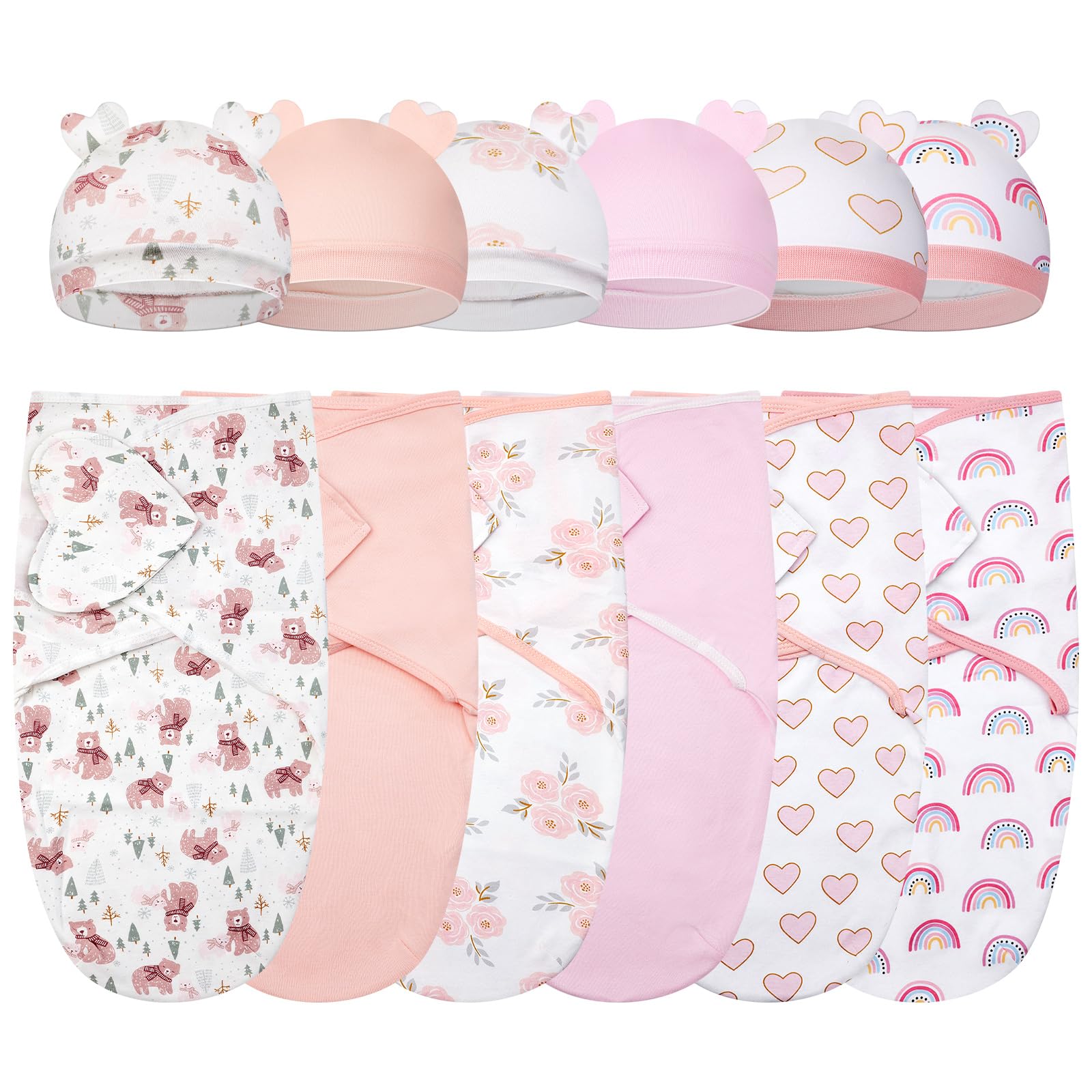 Ramede Love Pink newborn-use scenario showing soothing swaddle in nursery.