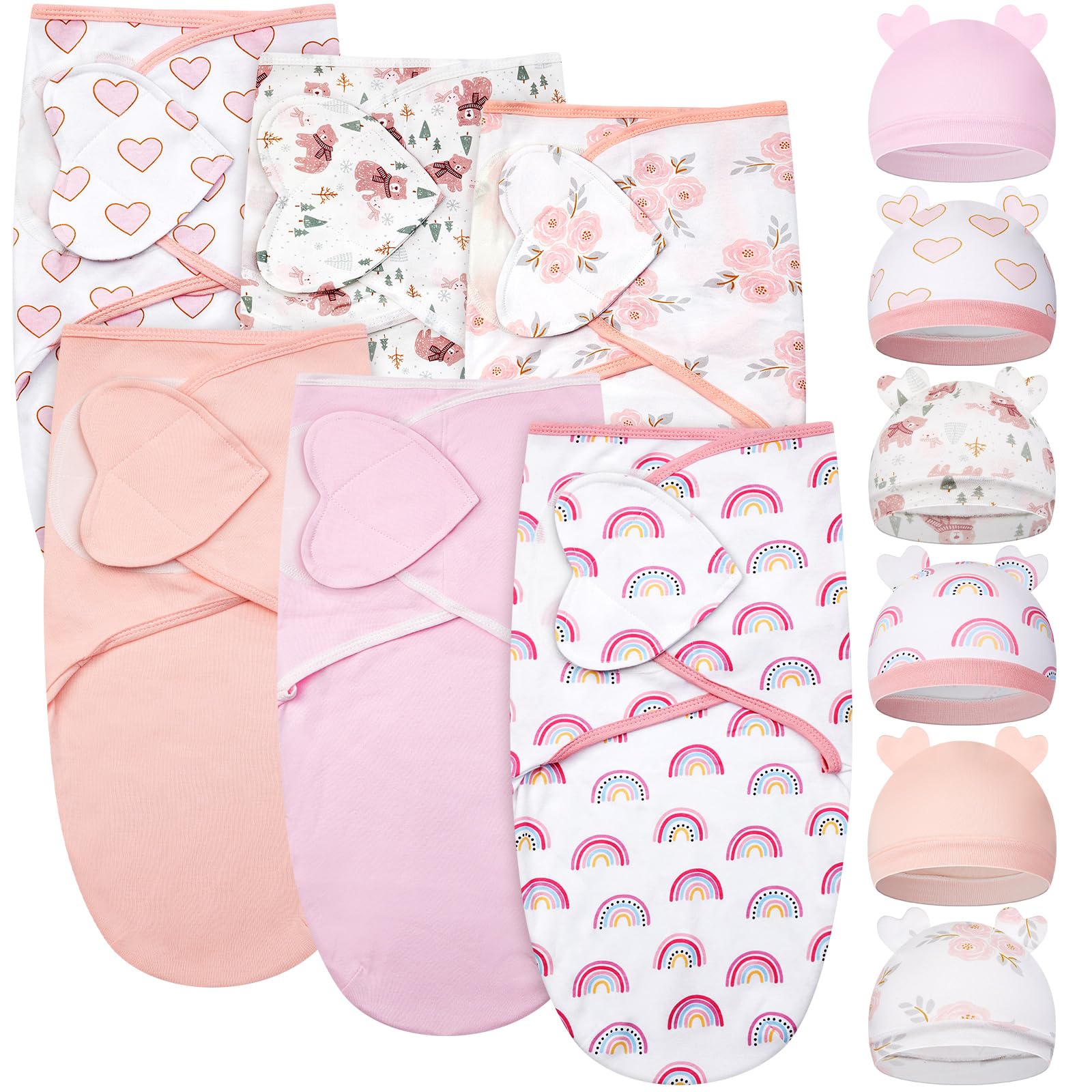 Ramede Love Pink swaddle blanket flatlay shows soft cotton texture for newborn comfort.