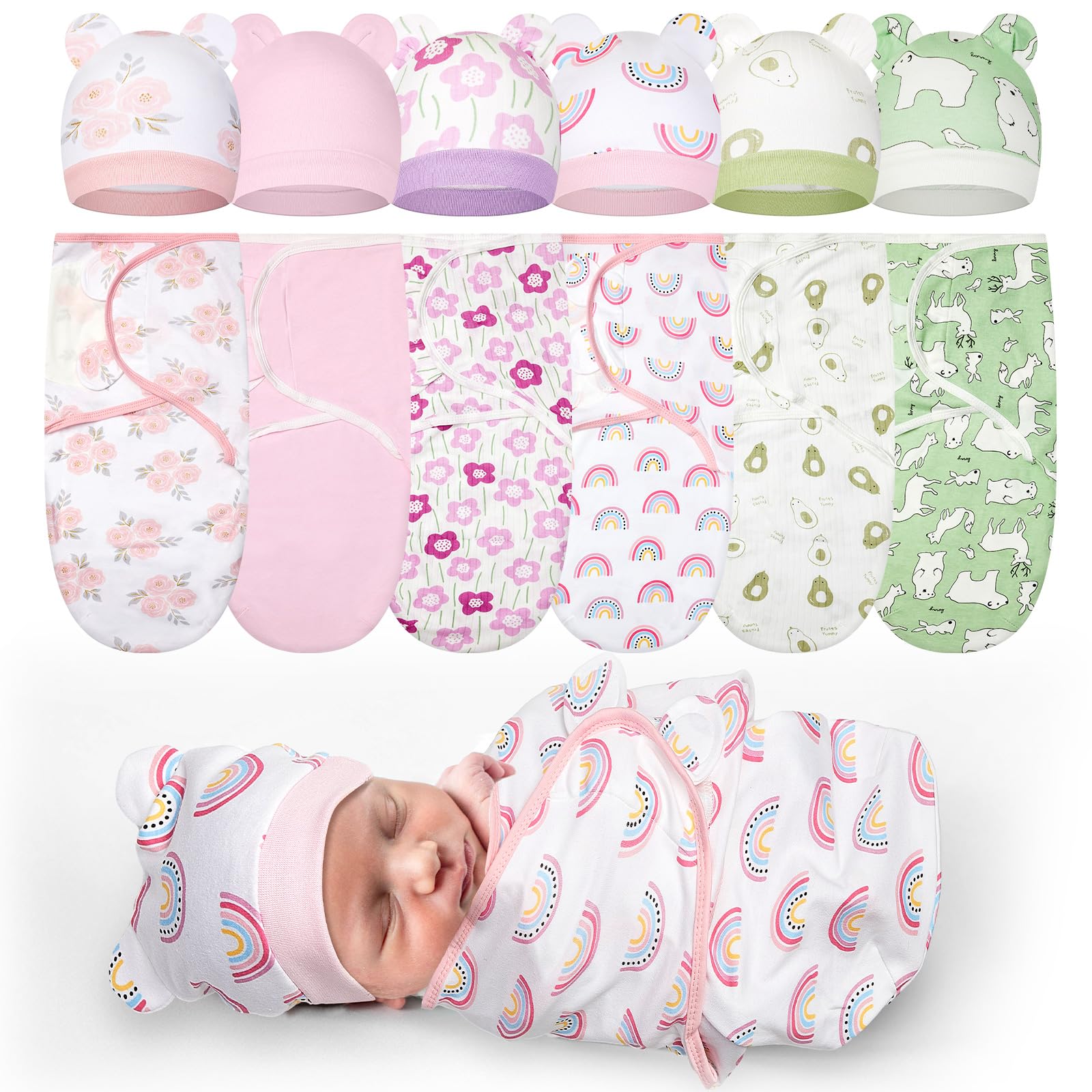 Ramede preemie swaddle blanket pink flower design for cozy newborn sleep