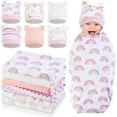 Ramede rainbow swaddle set-6 showing soft cotton for secure newborn swaddling.