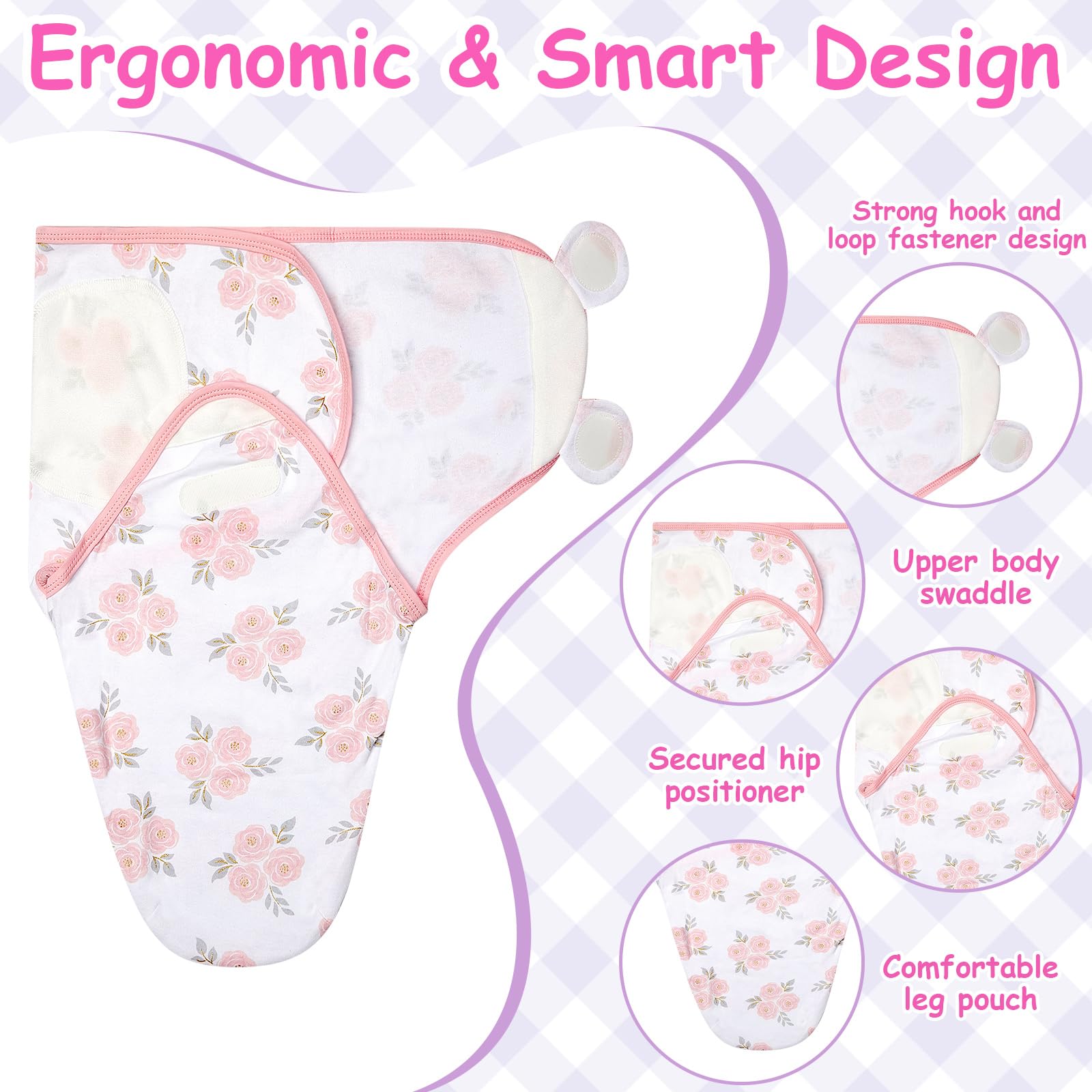 Ramede swaddle blanket showing 73x50 cm size detail for easy wrapping.
