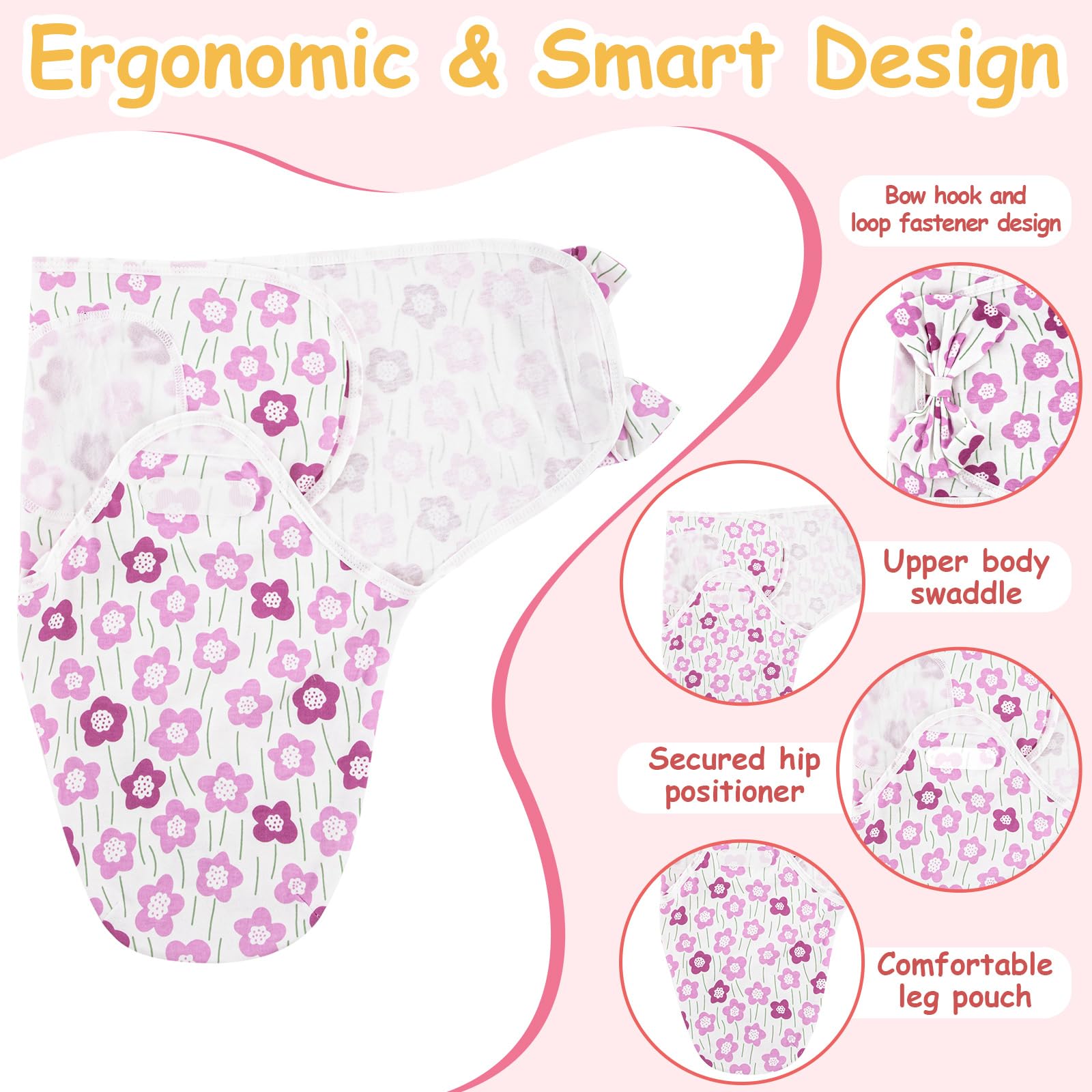 Ramede wearable swaddle pink ideal for quick daily changes