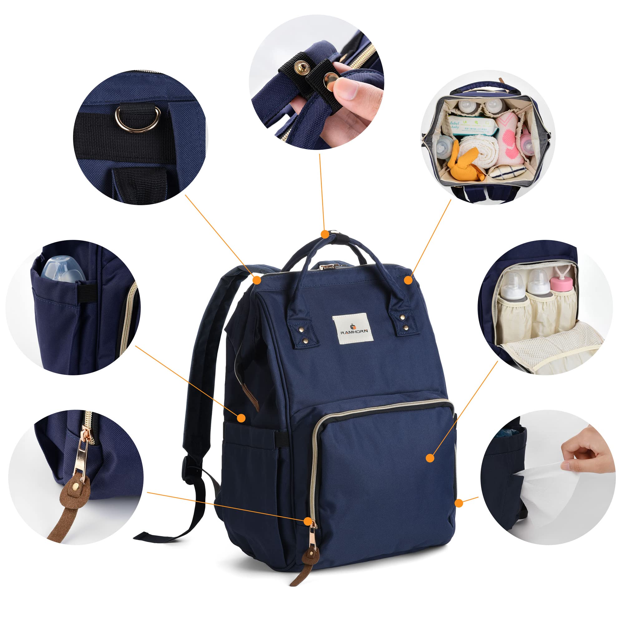Ramhorn diaper bag waterproof fabric closeup, durable and water-resistant protection.