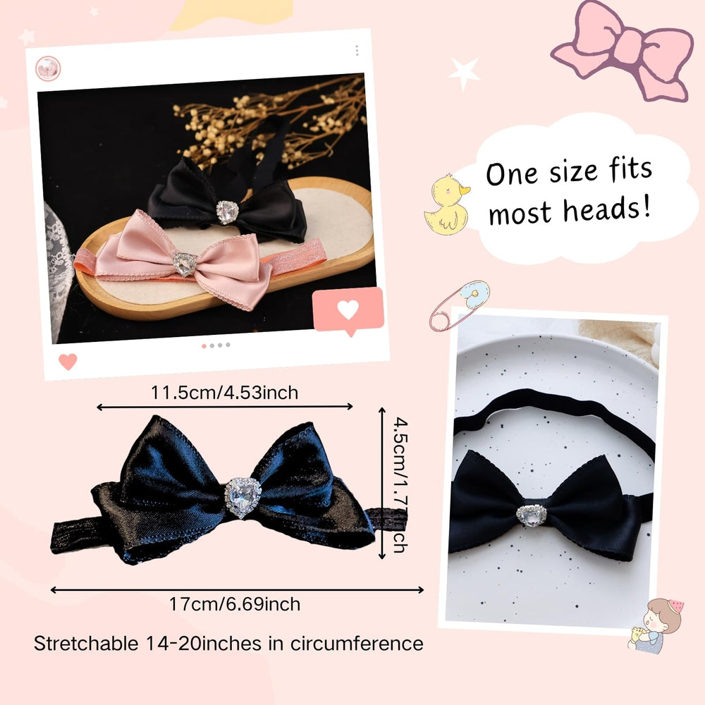 Rannyrena red velvet gloss bow headband brings festive look to special occasions.
