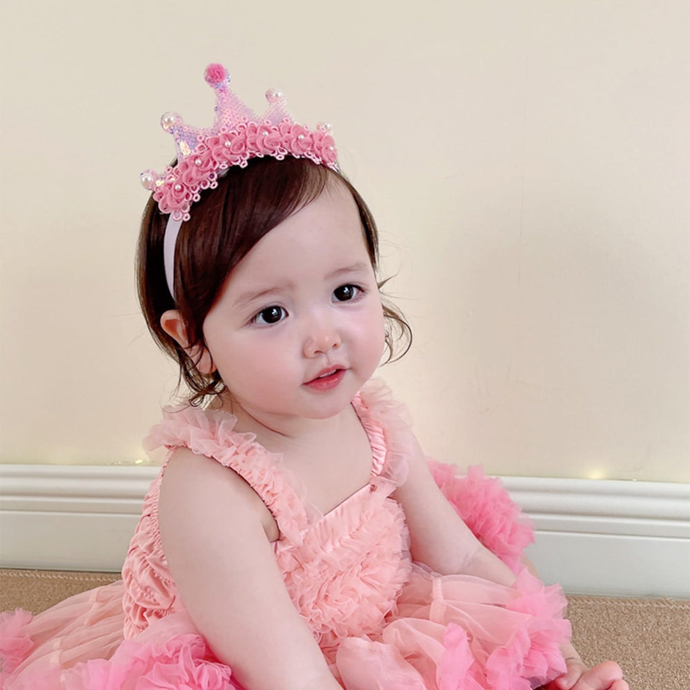 Rannyrena baby headband closeup with lace bow, soft elastic for comfortable wear