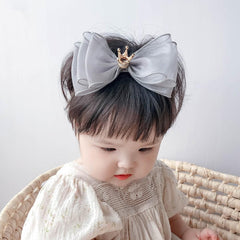 Rannyrena cute baby headband with lace bow in gray for adorable photoshoots.