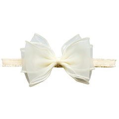 Rannyrena cute lace bow headband in white for everyday wear
