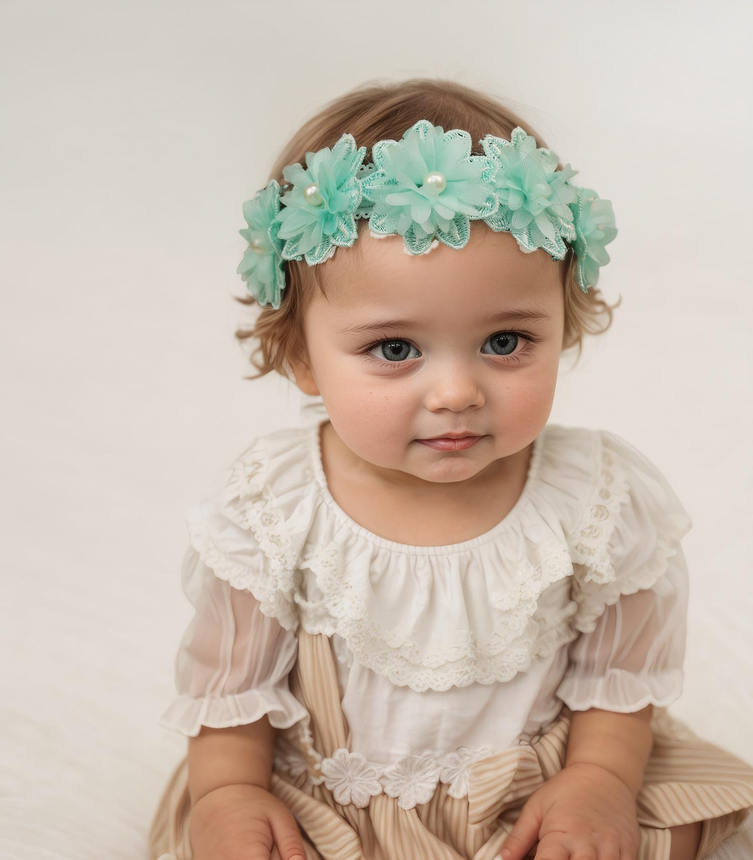 Rannyrena cyan headwrap for growing toddlers with one-size flexibility.