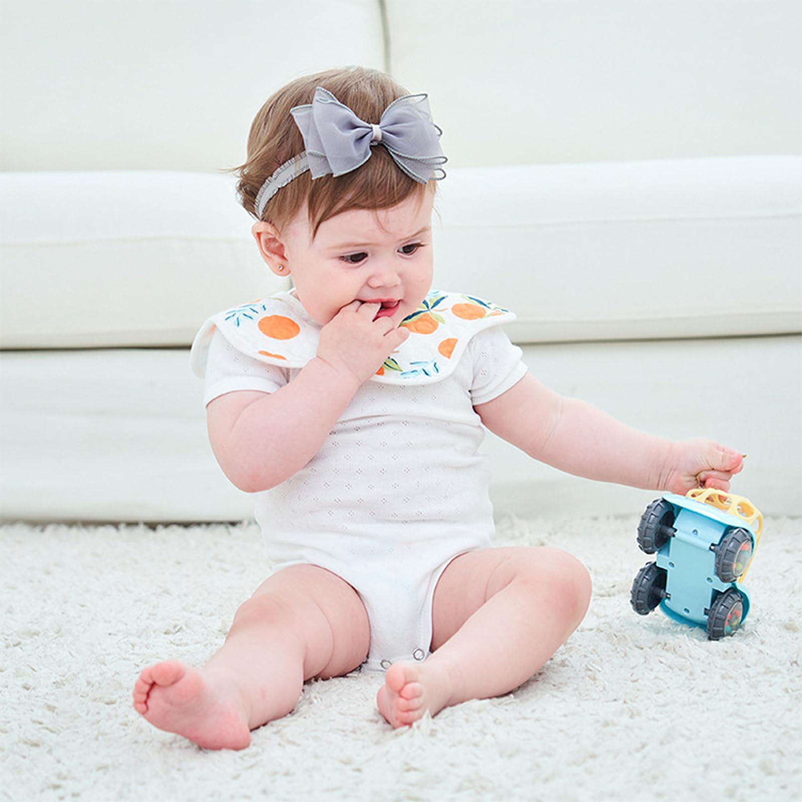 Rannyrena baby headband grey elastic fits newborns gently for photos.