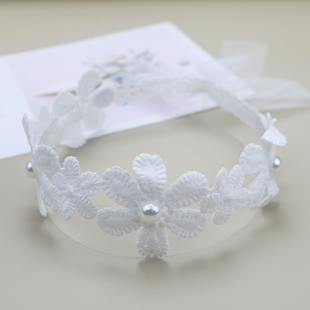 Rannyrena lace headband on soft elastic band ensures gentle all-day wear