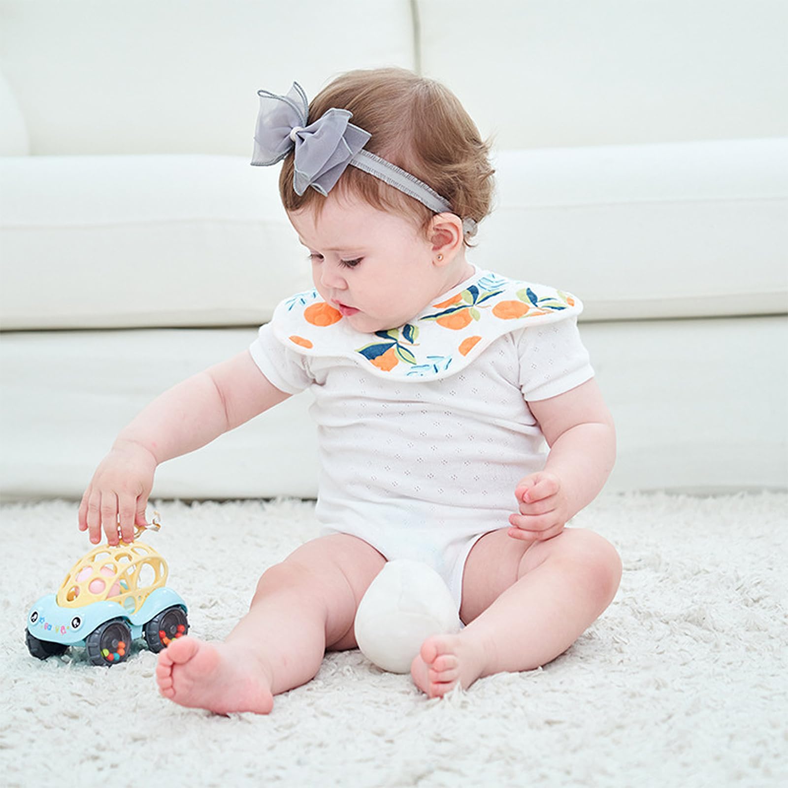 Rannyrena newborn headband grey elastic provides gentle stretch and comfort.
