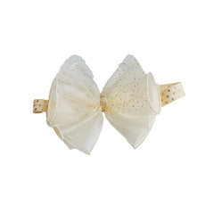 Rannyrena soft chiffon headband on newborn, lightweight and comfortable.