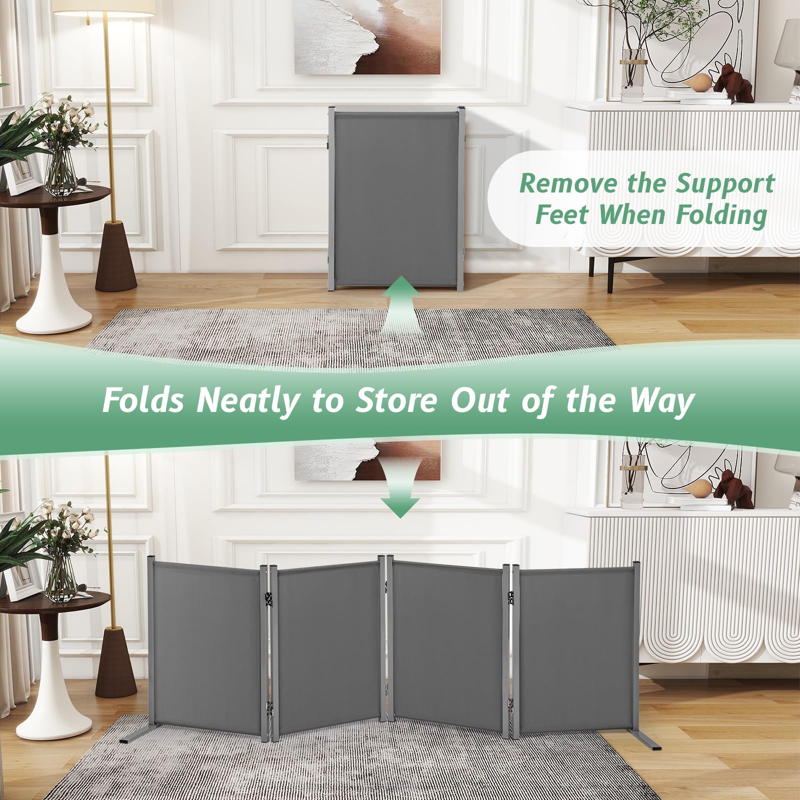 RANTILA 68x24 inch dog fence across a doorway illustrating size
