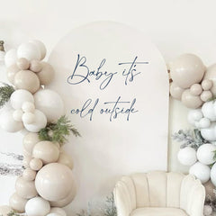 Raoformi Baby It's Cold Outside wall decal — stylish winter backdrop for gender reveal celebrations.