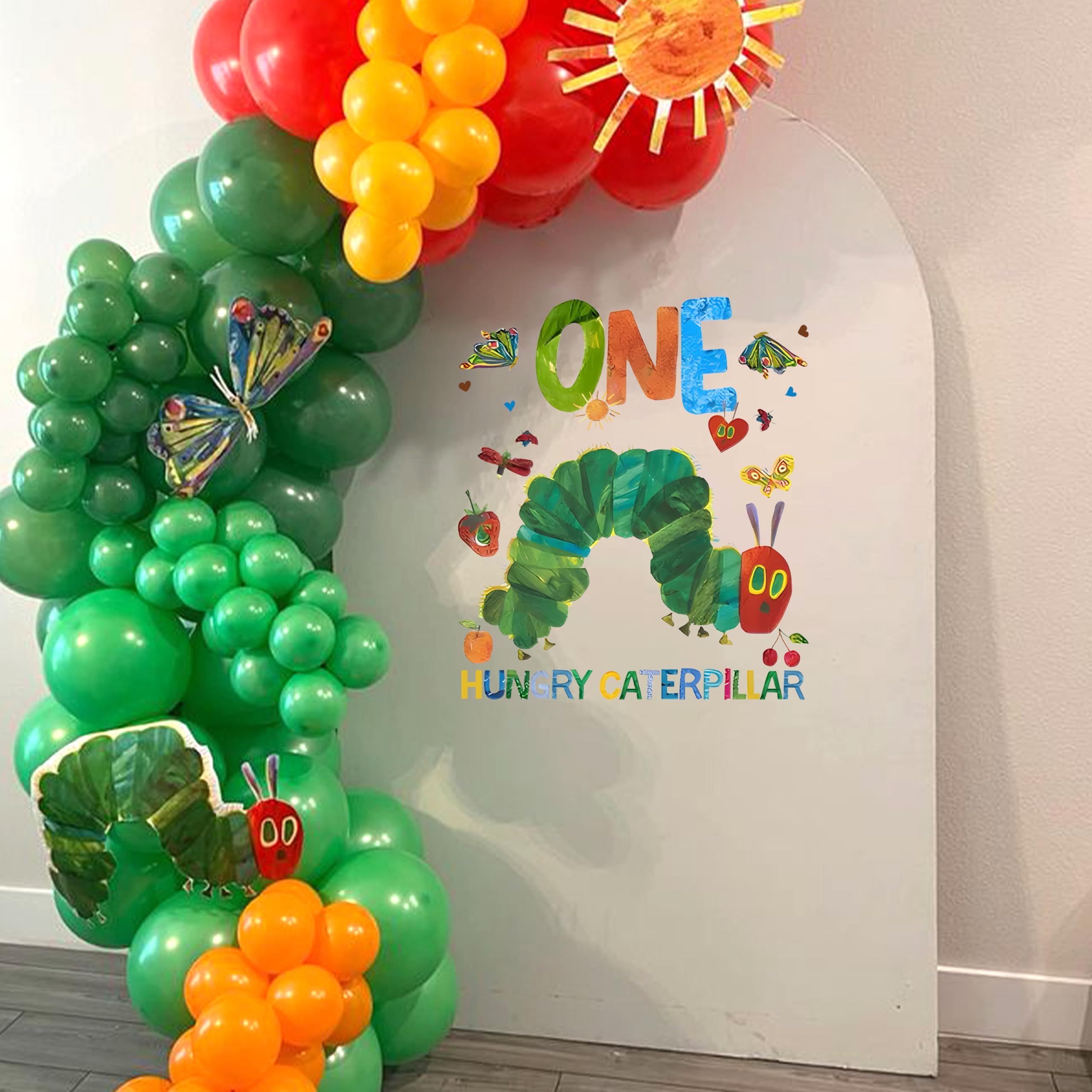 Raoformi One Hungry Caterpillar decal hero view for a vibrant birthday backdrop