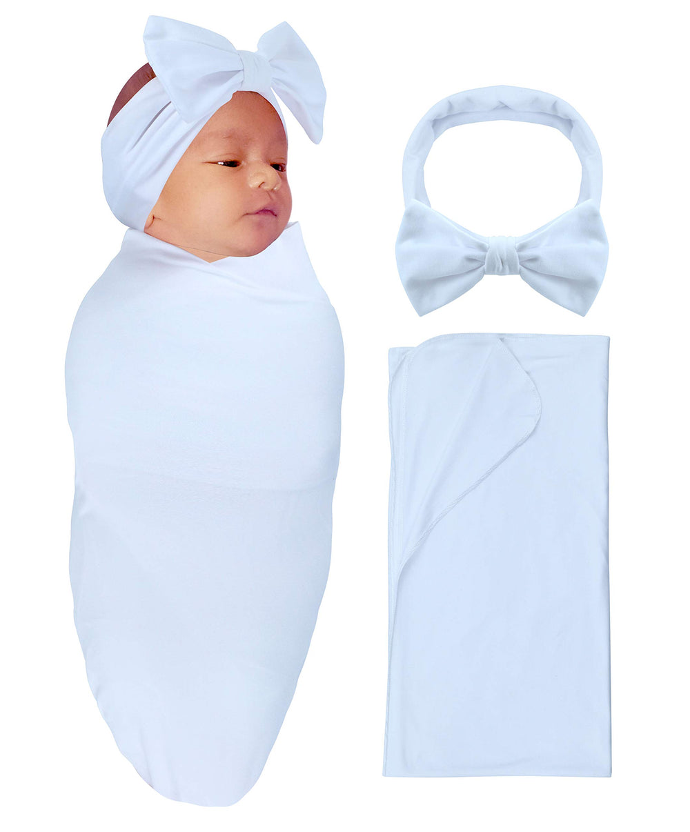 RATIVE stretchy swaddle blanket closeup shows snug wrap for newborn comfort