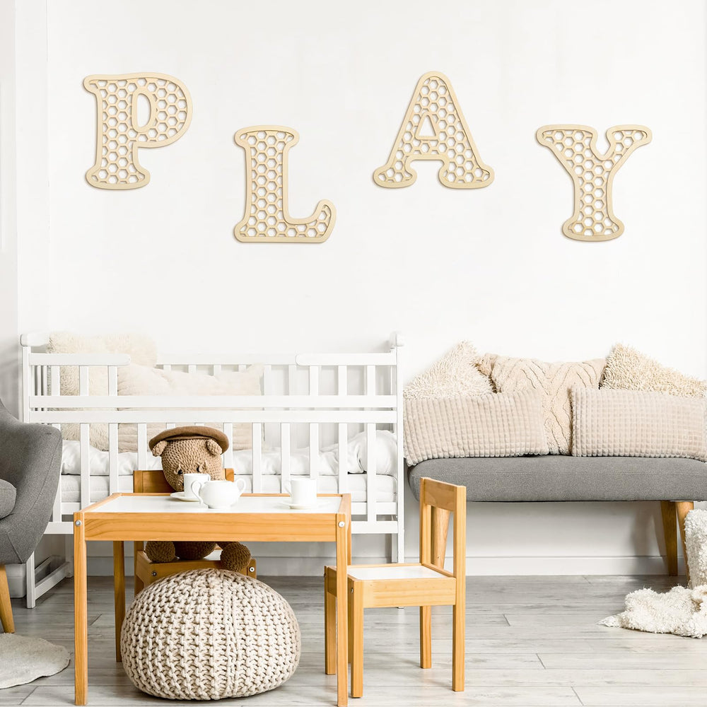 RattanView versatile playroom decor letters suitable for shelves or walls.