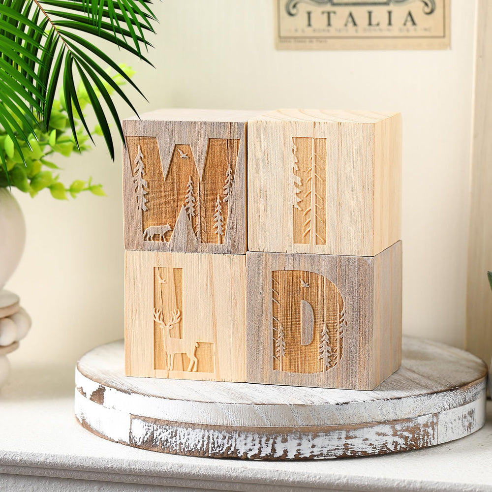 RattanView woodland blocks arranged in a playroom create a charming display.