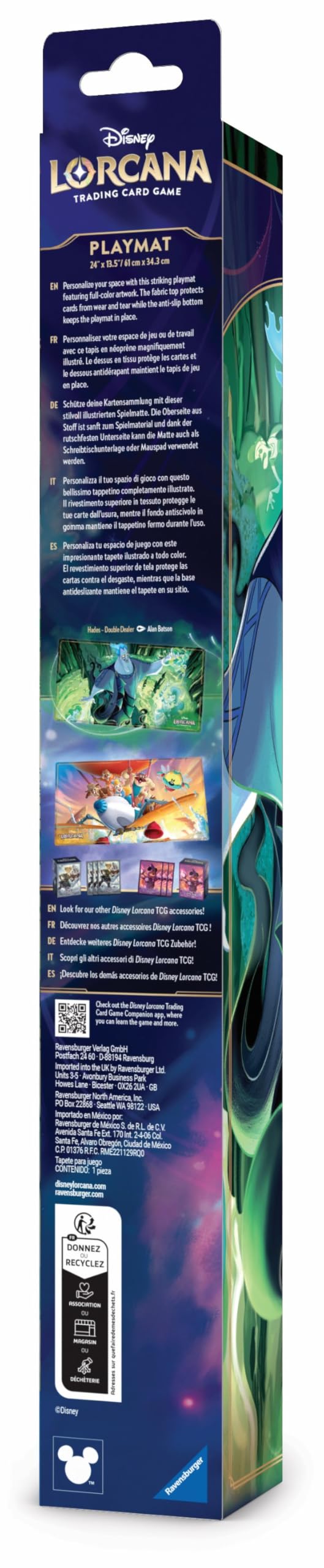 Ravensburger Lorcana Hades playmat provides ample space for cards while keeping them protected.