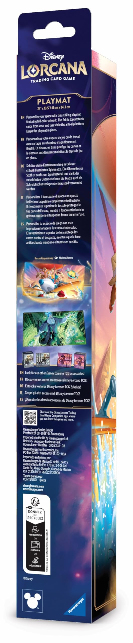 Ravensburger neoprene playmat close-up highlights durable material and protection.