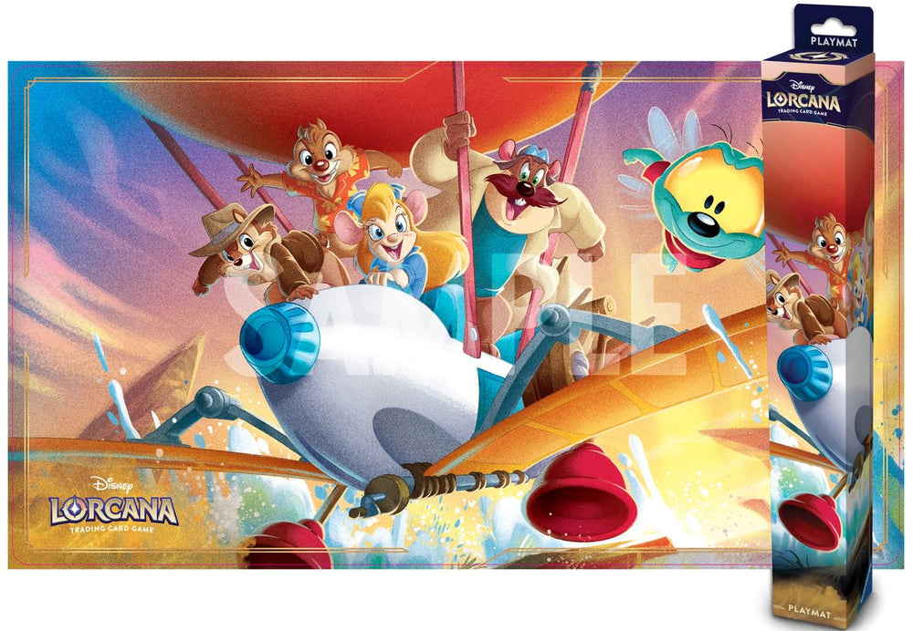Ravensburger Rescue Rangers Away playmat non-slip surface helps keep cards secure.