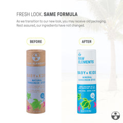 Raw Elements SPF30 broad-spectrum-stick shows true UVA-UVB coverage on skin.