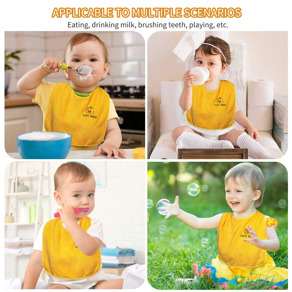 RAXIFU bibs demonstrating machine washable and fade-resistant qualities.