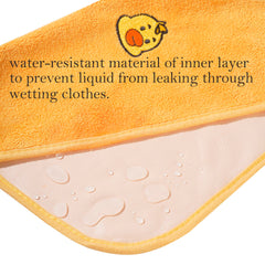 RAXIFU bibs displaying mealtime coverage in a rectangular shape.