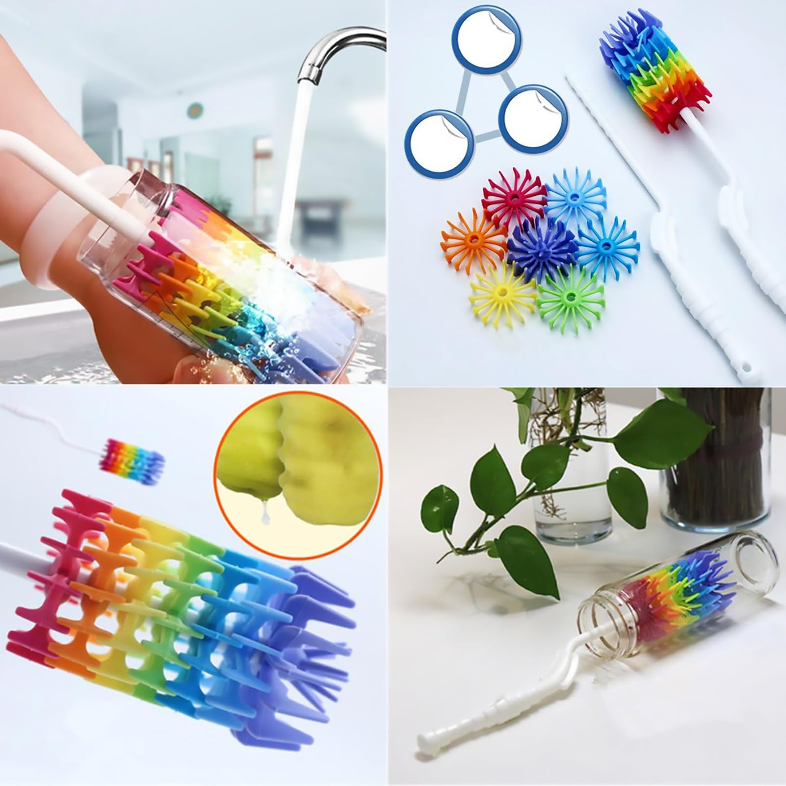 Rayhee silicone-head bottle brush cleans gently without scratching surfaces.