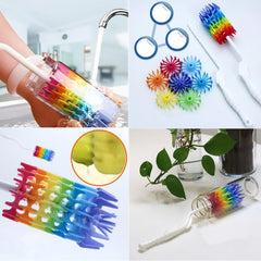 Rayhee silicone-head bottle brush cleans gently without scratching surfaces.
