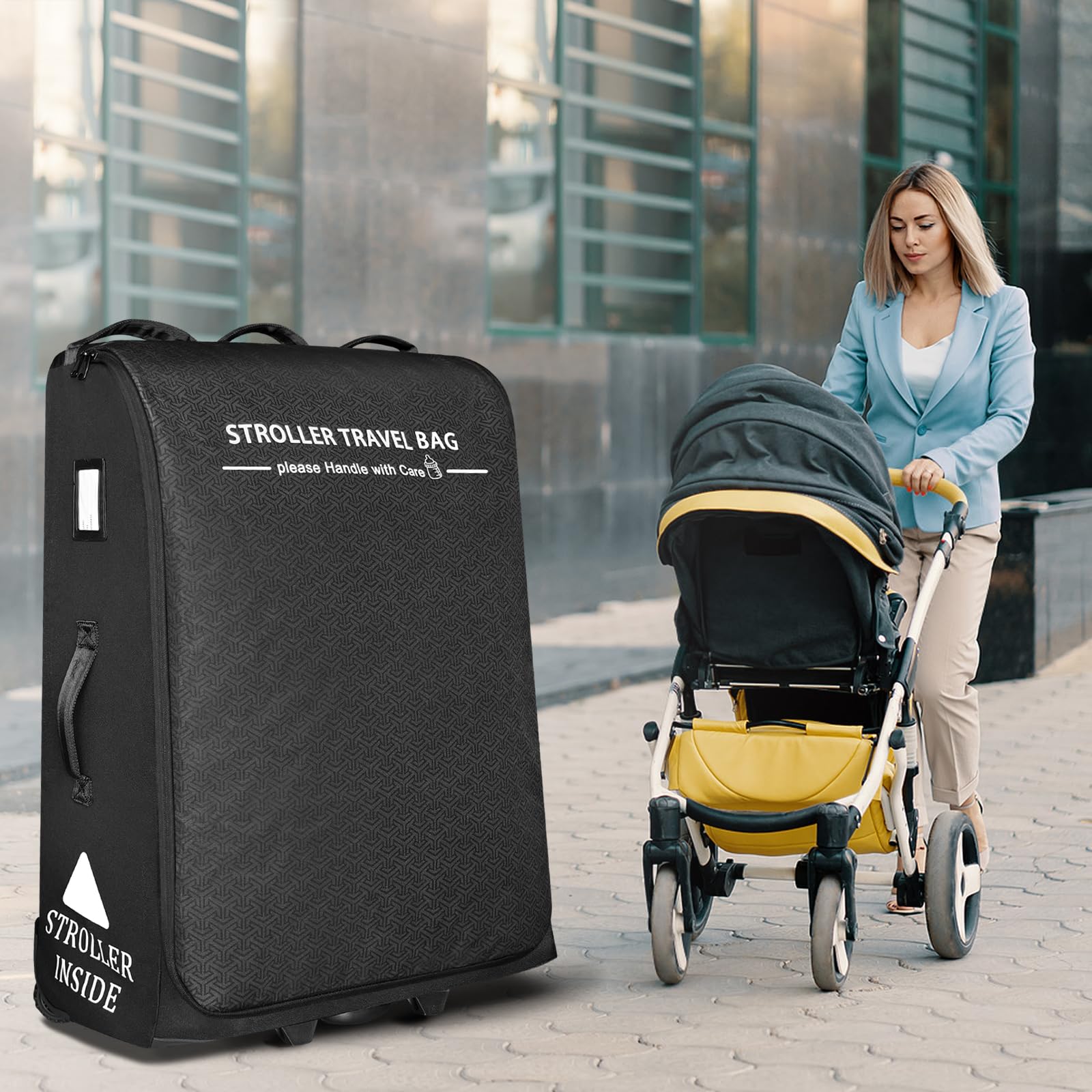 Raymace padded stroller travel bag patterned design with ID card for quick claim