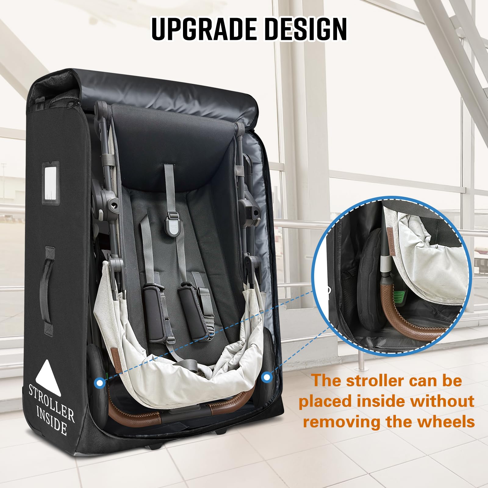 Raymace padded stroller travel bag reinforced base with scratch-resistant leather