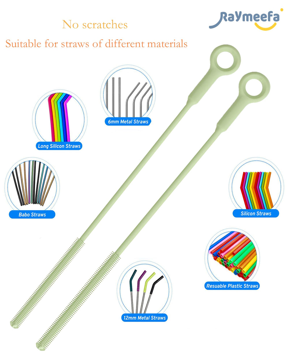 Raymeefa durable silicone straw cleaner for long-lasting use