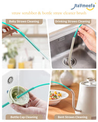Raymeefa silicone straw cleaner close-up showing soft bristles for interior cleaning
