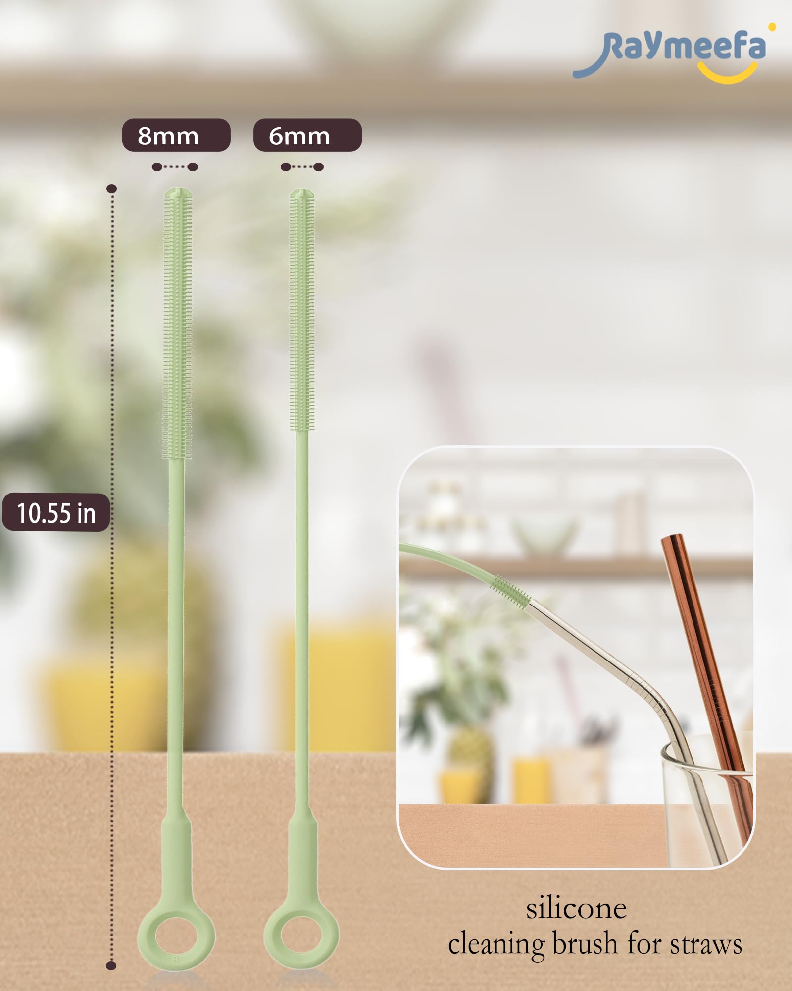 Raymeefa soft-bristles straw cleaner cleans without scratching surfaces