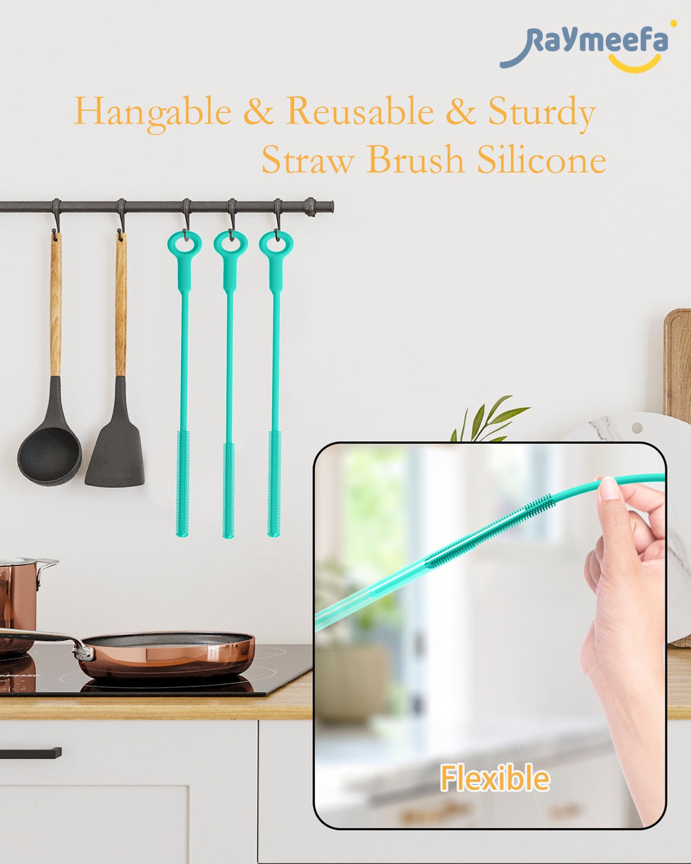 Raymeefa reusable eco-friendly straw cleaner design reduces waste