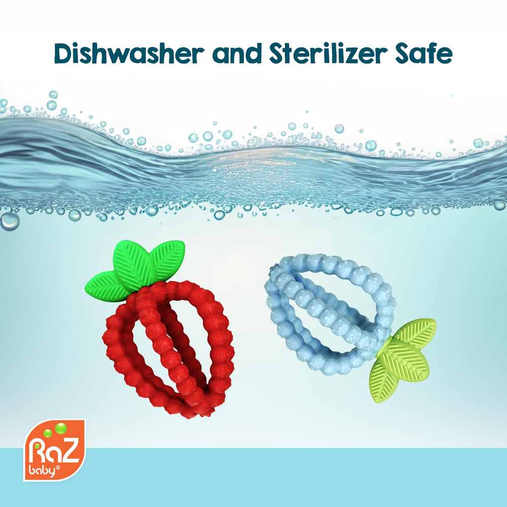 RaZbaby Bites can be frozen for extra cooling relief during teething