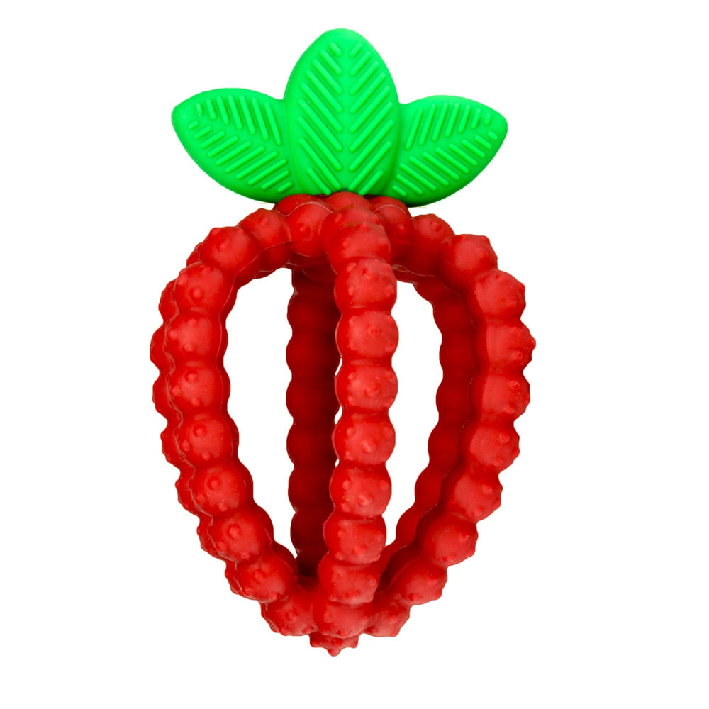 RaZbaby Bites silicone teether with BerryBumps textures for gentle gum massage